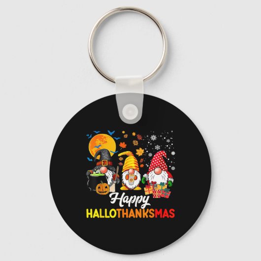 Gnomes Halloween Thanksgiving Happy Hall Sleutelhanger (Voorkant)