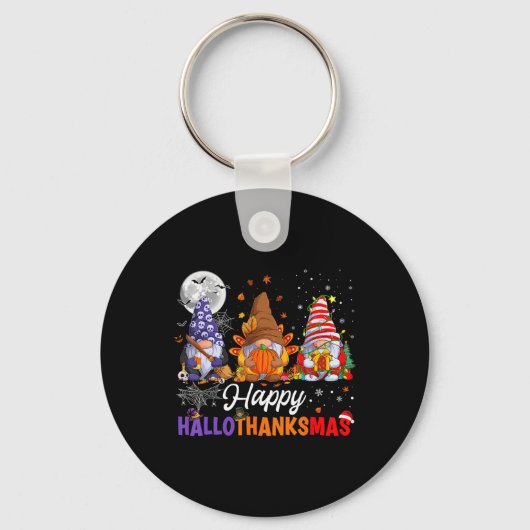 Gnomes Halloween Thanksgiving Happy Hall Sleutelhanger (Voorkant)