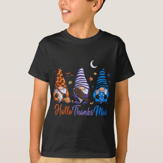 Gnomes Halloween Thanksgiving Happy Hall T-shirt (Voorkant)