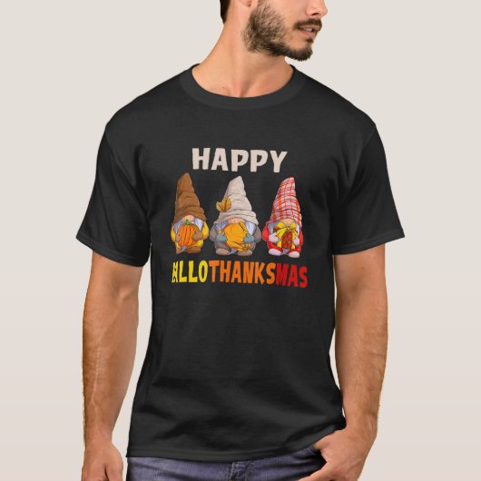 Gnomes Halloween Thanksgiving Happy Hall T-shirt (Voorkant)