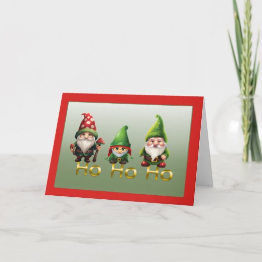 Gnomes Ho Ho Ho Christmas Card Feestdagen Kaart (Voorkant)