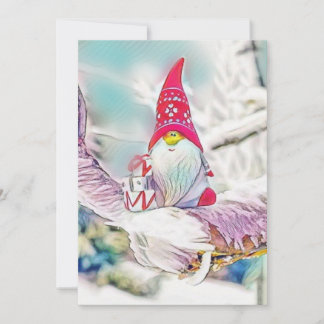 Gnomes in the snow watercolor painting kaart