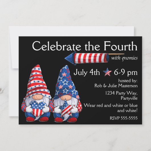 Gnomes Juli 4e Uitnodiging (Voorkant)