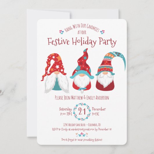 Gnomes kerstfeest Schattige leuk feestelijk Kaart (Voorkant)