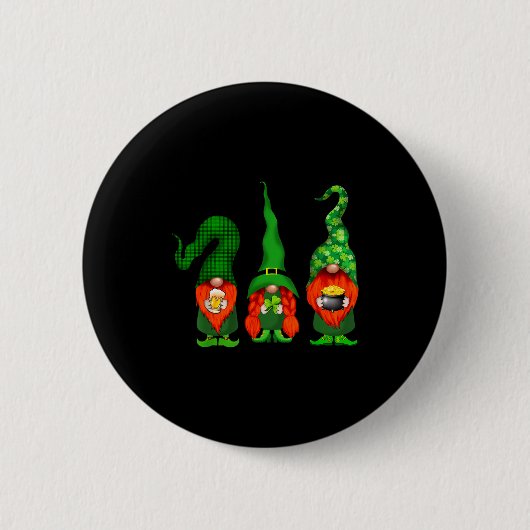 Gnomes Leprechaun St Patricks Day Beer Clover Iri- Ronde Button 5,7 Cm (Voorkant)