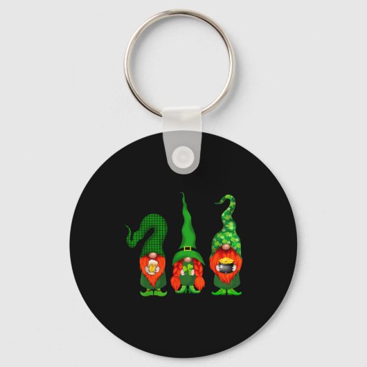 Gnomes Leprechaun St Patricks Day Beer Clover Iri- Sleutelhanger (Voorkant)