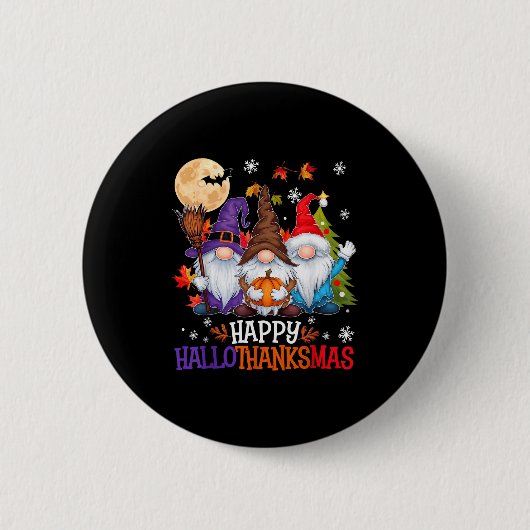 Gnomes Lover Halloween Merry Christmas Happy Hallo Ronde Button 5,7 Cm (Voorkant)