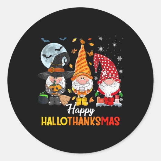 Gnomes Lover Halloween Merry KerstHappy Hallo Ronde Sticker (Voorkant)