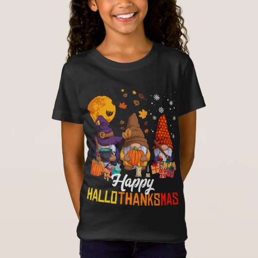 Gnomes Lover Halloween Merry KerstHappy Hallo T-shirt (Voorkant)