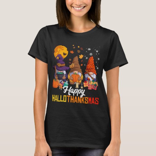 Gnomes Lover Halloween Merry KerstHappy Hallo T-shirt (Voorkant)
