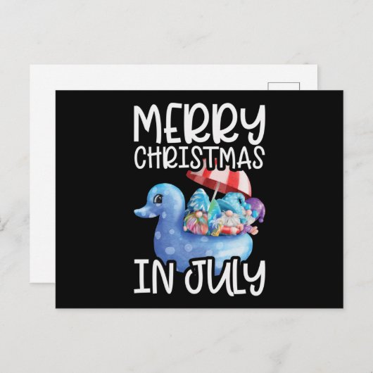 Gnomes Merry Christmas in July Tropical Briefkaart (Voorkant / Achterkant)