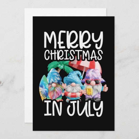 Gnomes Merry Christmas in July Tropical Feestdagenkaart (Voorkant / Achterkant)
