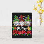 Gnomes Merry Christmas Light Gnome Xmas  Kaart (Gele Bloem)