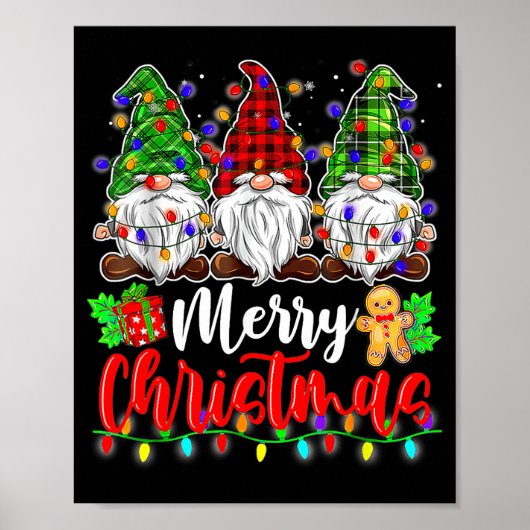 Gnomes Merry Christmas Light Gnome Xmas  Poster (Voorkant)