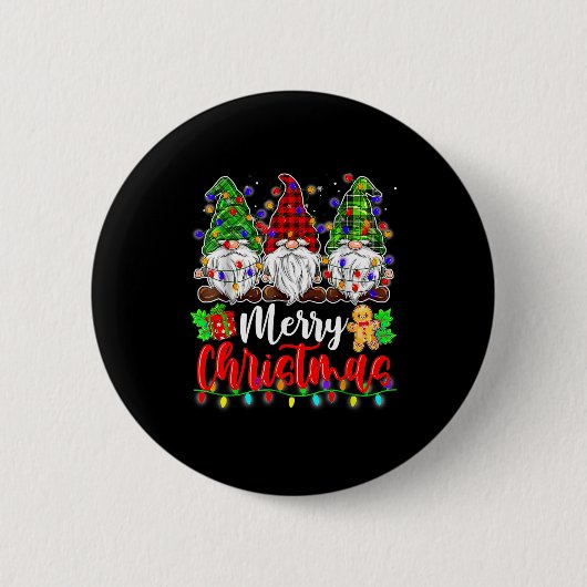 Gnomes Merry Christmas Light Gnome Xmas  Ronde Button 5,7 Cm (Voorkant)