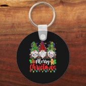 Gnomes Merry Christmas Light Gnome Xmas  Sleutelhanger (Voorkant)