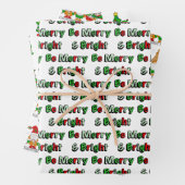 Gnomes, Merry en Bright en kerstkleppen Inpakpapier Vel (In situ)