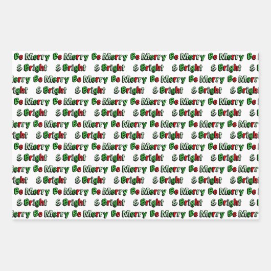 Gnomes, Merry en Bright en kerstkleppen Inpakpapier Vel (Voorkant)