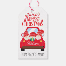 Gnomes merry kerst cadeaulabel