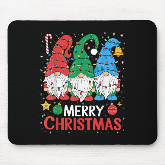 Gnomes Merry kerst lichte familie Gnome Xmas Mat Muismat (Voorkant)