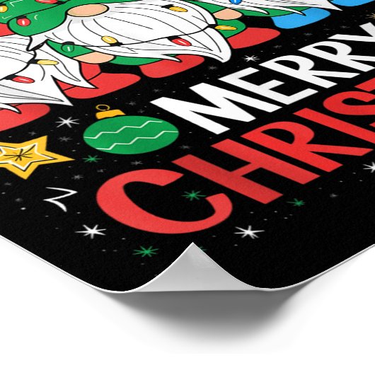 Gnomes Merry kerst lichte familie Gnome Xmas Mat Poster (Hoek)