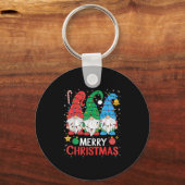 Gnomes Merry kerst lichte familie Gnome Xmas Mat Sleutelhanger (Voorkant)