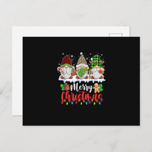 Gnomes Merry-kerstfamilie die past bij de koepelko Briefkaart (Voorkant / Achterkant)