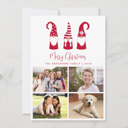 Gnomes Merry-kerstfoto Feestdagenkaart (Voorkant)