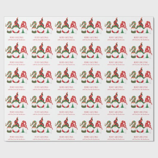 Gnomes Merry Kerstmis op maat Cadeaupapier (Vlak)