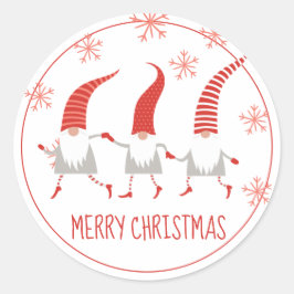 Gnomes Merry Kerstmis Ronde Sticker