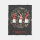 Gnomes Merry KerstRed Black Fleece Deken (Voorkant)