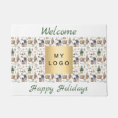 Gnomes nordic style business logo prettige feestda deurmat (Voorkant)