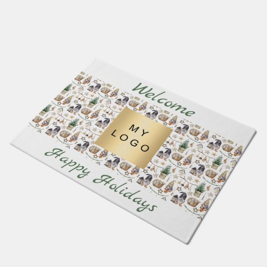 Gnomes nordic style business logo prettige feestda deurmat (Schuin)