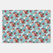 Gnomes painting holly berries in the snow inpakpapier vel (Voorkant)