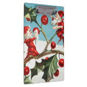 Gnomes painting holly berries in the snow klembord (Rechts)