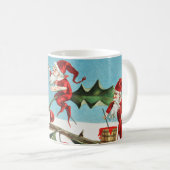 Gnomes painting holly berries in the snow koffiemok (Voorkant rechts)