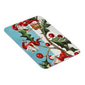 Gnomes painting holly berries in the snow magneet (Rechterzijde)