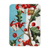 Gnomes painting holly berries in the snow magneet (Verticaal)
