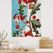 Gnomes painting holly berries in the snow poster (Keuken)