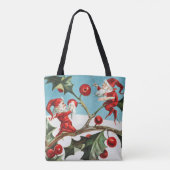 Gnomes painting holly berries in the snow tote bag (Achterkant)