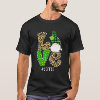 Gnomes Patrick's Day Love Coffee Leopard T-shirt