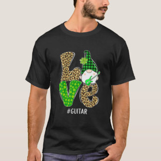 Gnomes Patrick's Day Love Guitar Leopard T-shirt