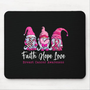 Gnomes Pink Warrior Faith Hope Love Breast Cancer Muismat