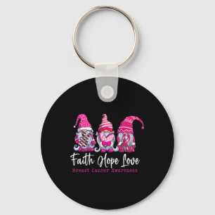 Gnomes Pink Warrior Faith Hope Love Breast Cancer Sleutelhanger