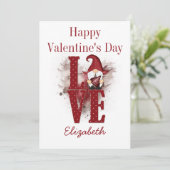 Gnomes Red Love Cute Personaliseer Valentijnsdag Feestdagenkaart (Staand voorkant)