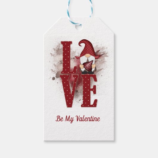 Gnomes Red Love Cute Valentijnsdag Cadeaulabel (Voorkant)