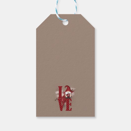 Gnomes Red Love Cute Valentijnsdag Cadeaulabel (Achterkant)