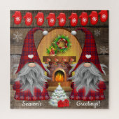 Gnomes Season's Greetings Fireplace Kerstmis Legpuzzel (Verticaal)