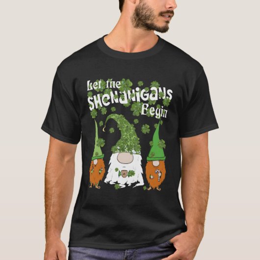 Gnomes Shamrock Let Shenanigans Begin St Patricks T-shirt (Voorkant)