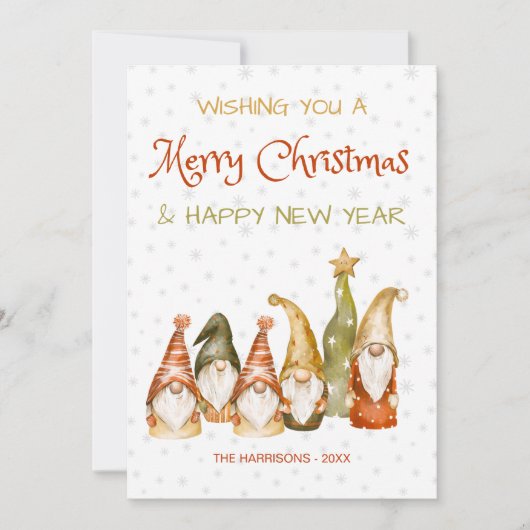  Gnomes Sneeuwvlokken Kerst Feestdagenkaart (Voorkant)